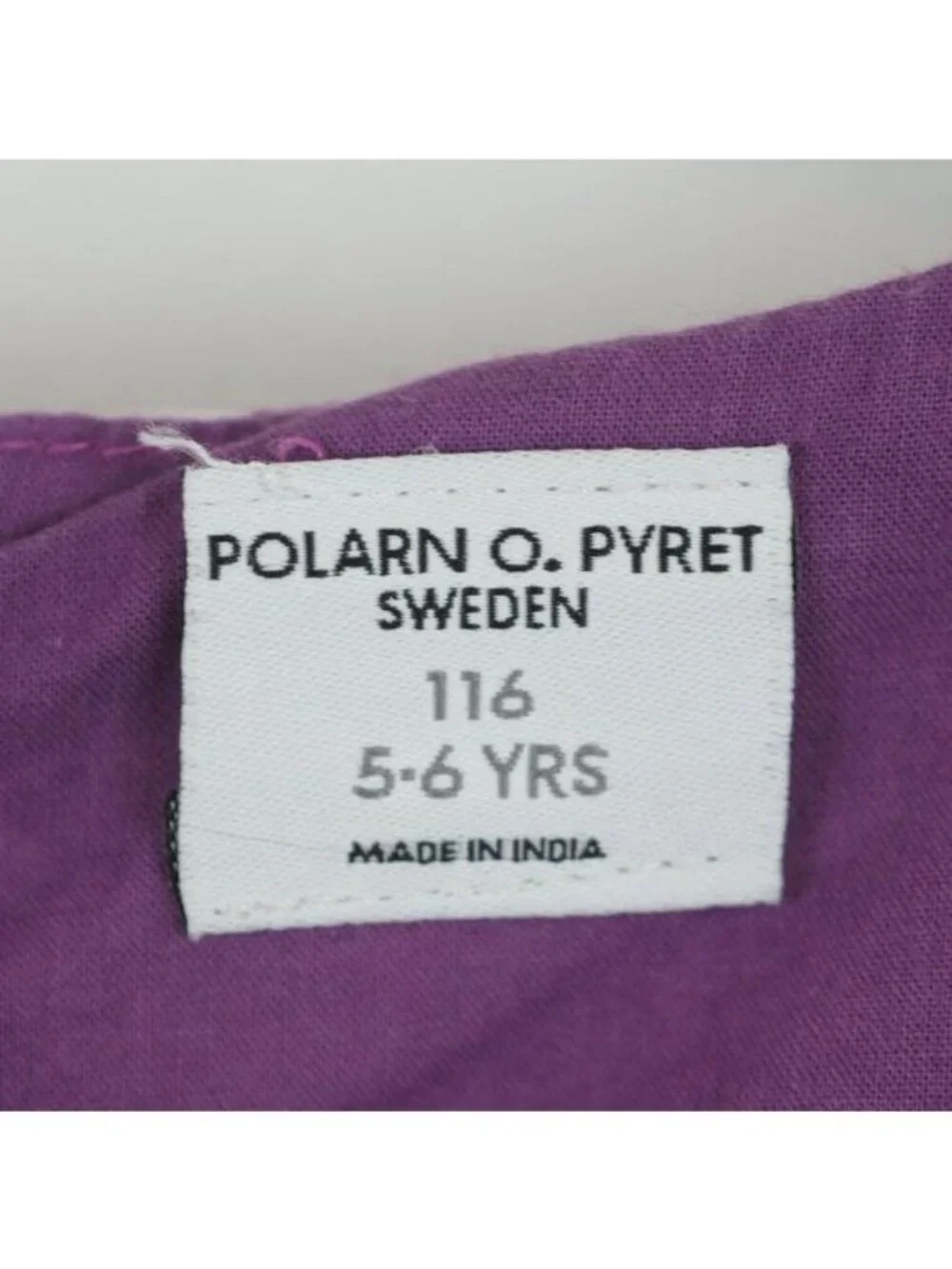 Polarn O. Pyret Girls Size 5-6 Purple White Floral Cap Sleeve Knit Casual Dress